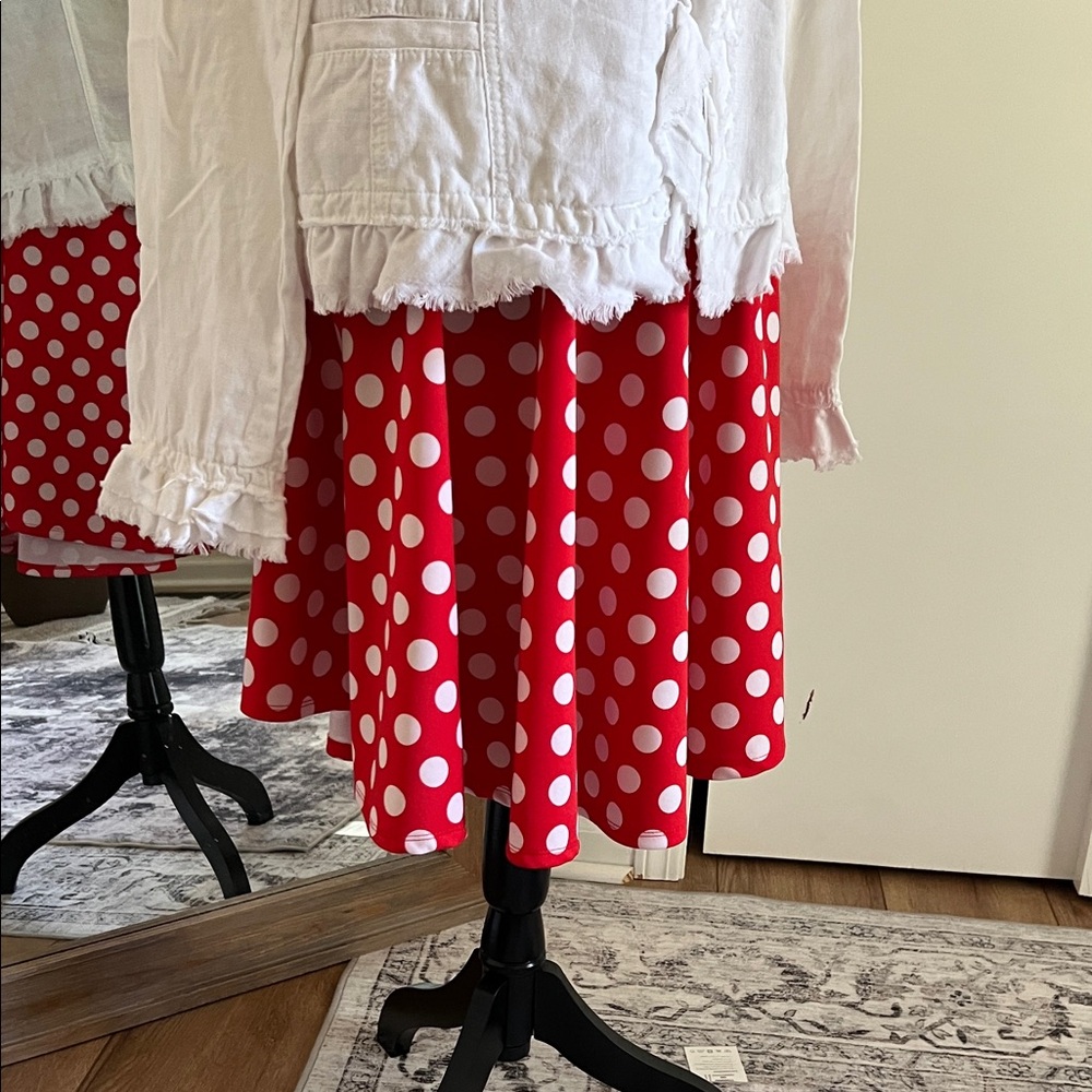 By Johnny Red and White Polka Dot Skirt